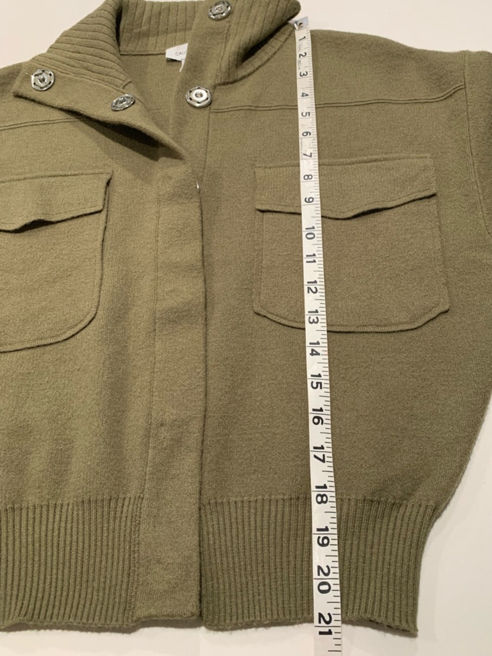 Calligraphie Anthropologie Knit Sweater Bomber Utility Jacket, Olive Green, XS - Picture 9 of 11